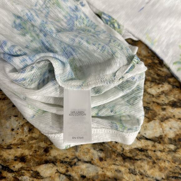 J. Jill Island Print Linen Cotton Blend Tiered Sleeve Top Size 4X - Picture 5 of 9